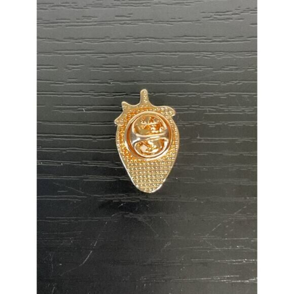 Strawberry-Shaped Enamel Lapel Pin With Gold-Tone Back - Picture 2 of 4